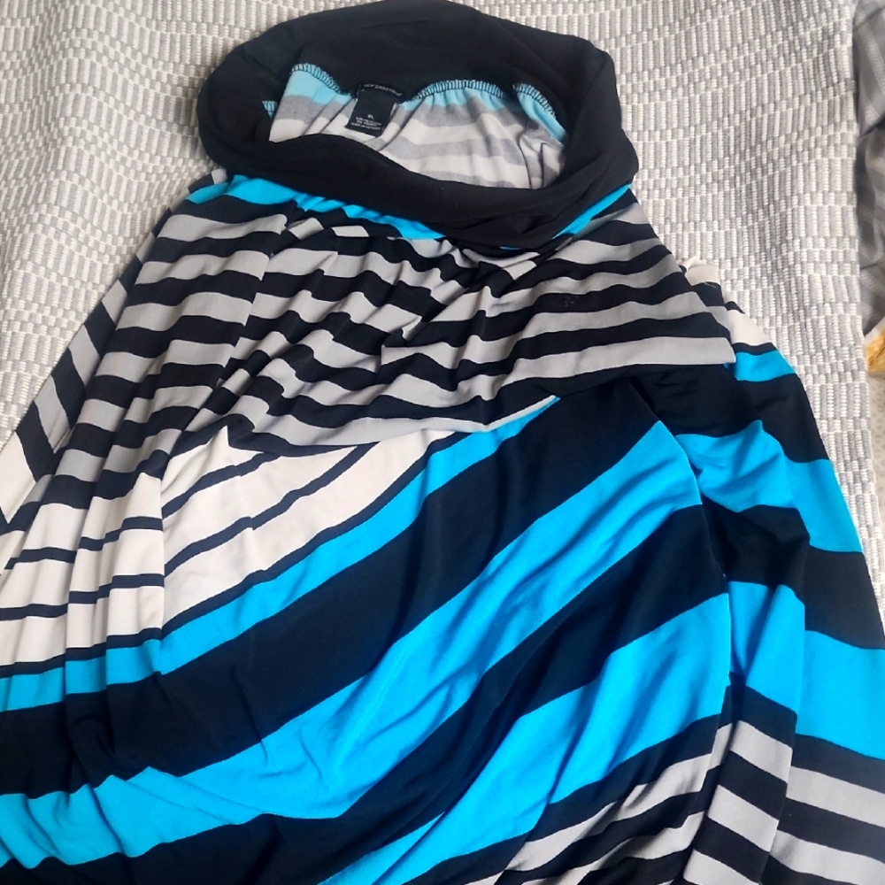 Striped Black and Blue Tube dress xl
